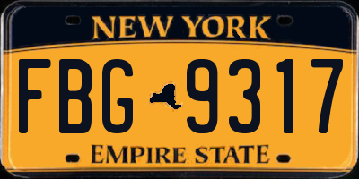 NY license plate FBG9317