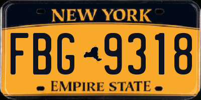 NY license plate FBG9318