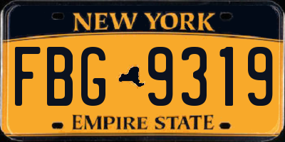 NY license plate FBG9319