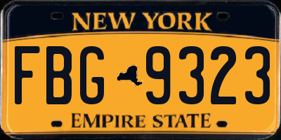 NY license plate FBG9323