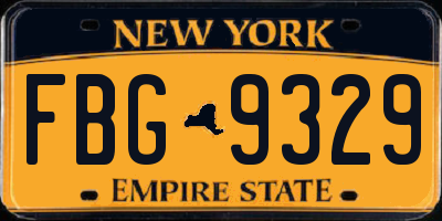NY license plate FBG9329