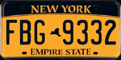 NY license plate FBG9332