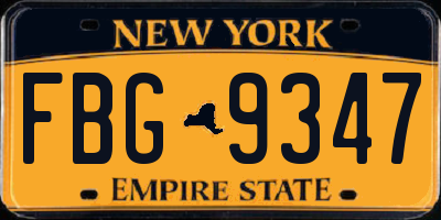 NY license plate FBG9347
