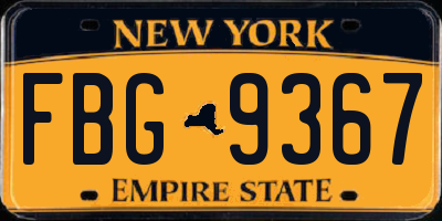 NY license plate FBG9367