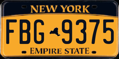 NY license plate FBG9375