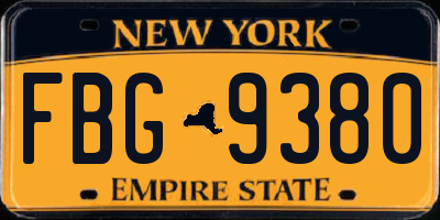 NY license plate FBG9380