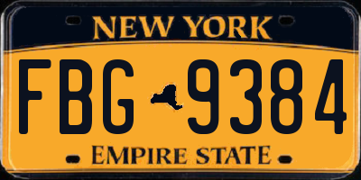NY license plate FBG9384