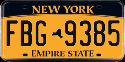 NY license plate FBG9385
