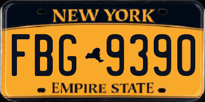 NY license plate FBG9390