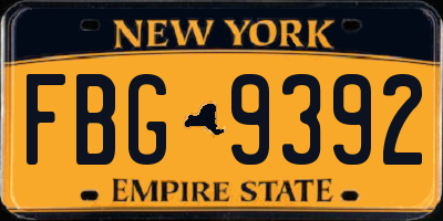 NY license plate FBG9392