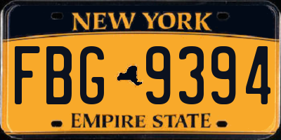 NY license plate FBG9394