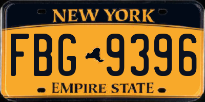 NY license plate FBG9396
