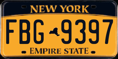NY license plate FBG9397