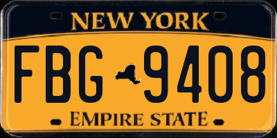 NY license plate FBG9408