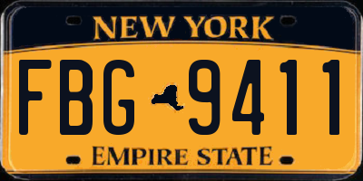 NY license plate FBG9411