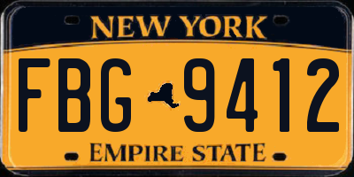 NY license plate FBG9412