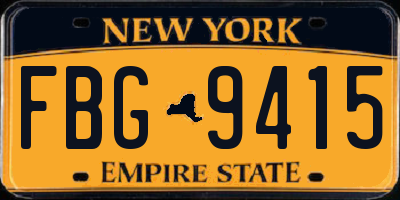 NY license plate FBG9415