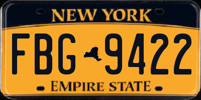 NY license plate FBG9422