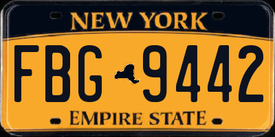 NY license plate FBG9442