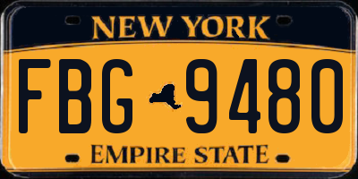 NY license plate FBG9480
