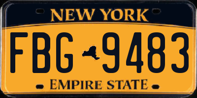 NY license plate FBG9483