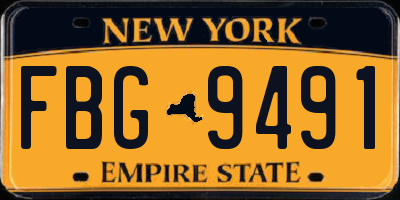 NY license plate FBG9491