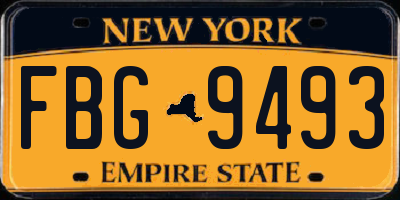 NY license plate FBG9493