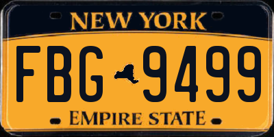 NY license plate FBG9499