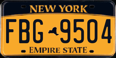 NY license plate FBG9504