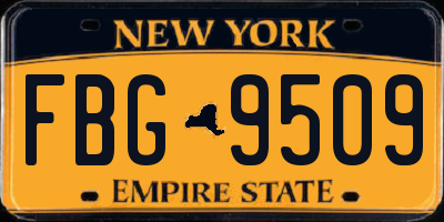 NY license plate FBG9509