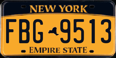 NY license plate FBG9513