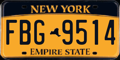 NY license plate FBG9514