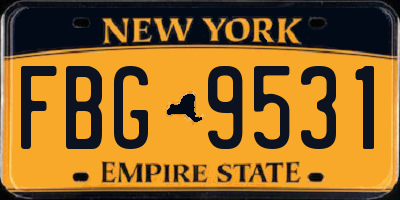 NY license plate FBG9531