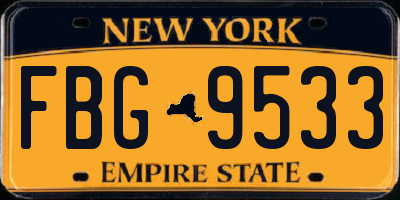 NY license plate FBG9533