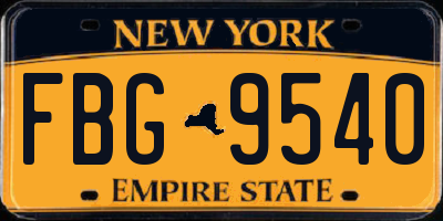 NY license plate FBG9540