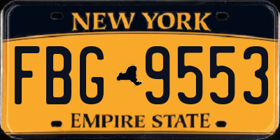 NY license plate FBG9553