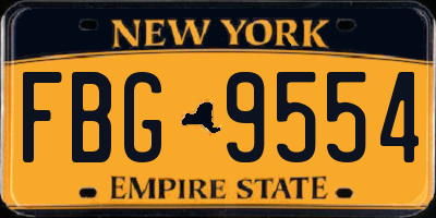 NY license plate FBG9554