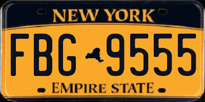 NY license plate FBG9555