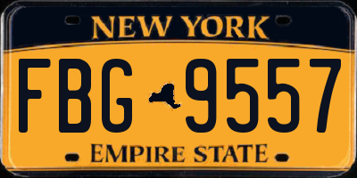 NY license plate FBG9557