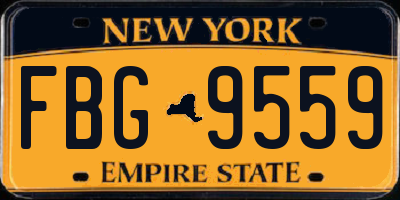 NY license plate FBG9559