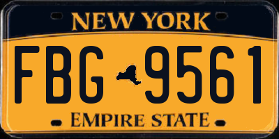 NY license plate FBG9561