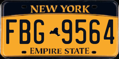 NY license plate FBG9564