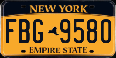 NY license plate FBG9580