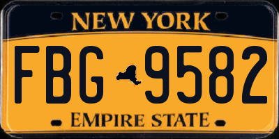 NY license plate FBG9582