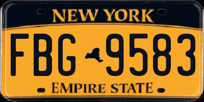 NY license plate FBG9583