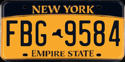 NY license plate FBG9584
