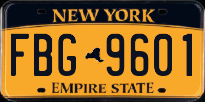 NY license plate FBG9601