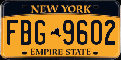 NY license plate FBG9602