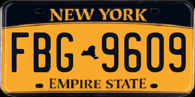 NY license plate FBG9609