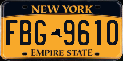 NY license plate FBG9610